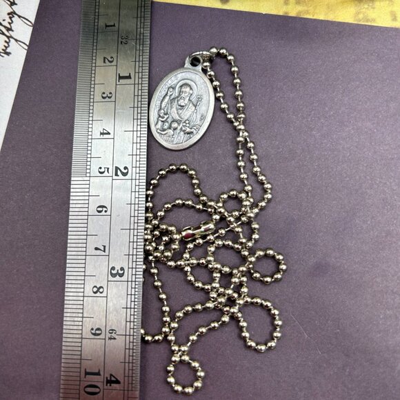 St. Saint Nicholas Religious Medal Charm Pendant Long Steel Chain Neckla… - Picture 6 of 8